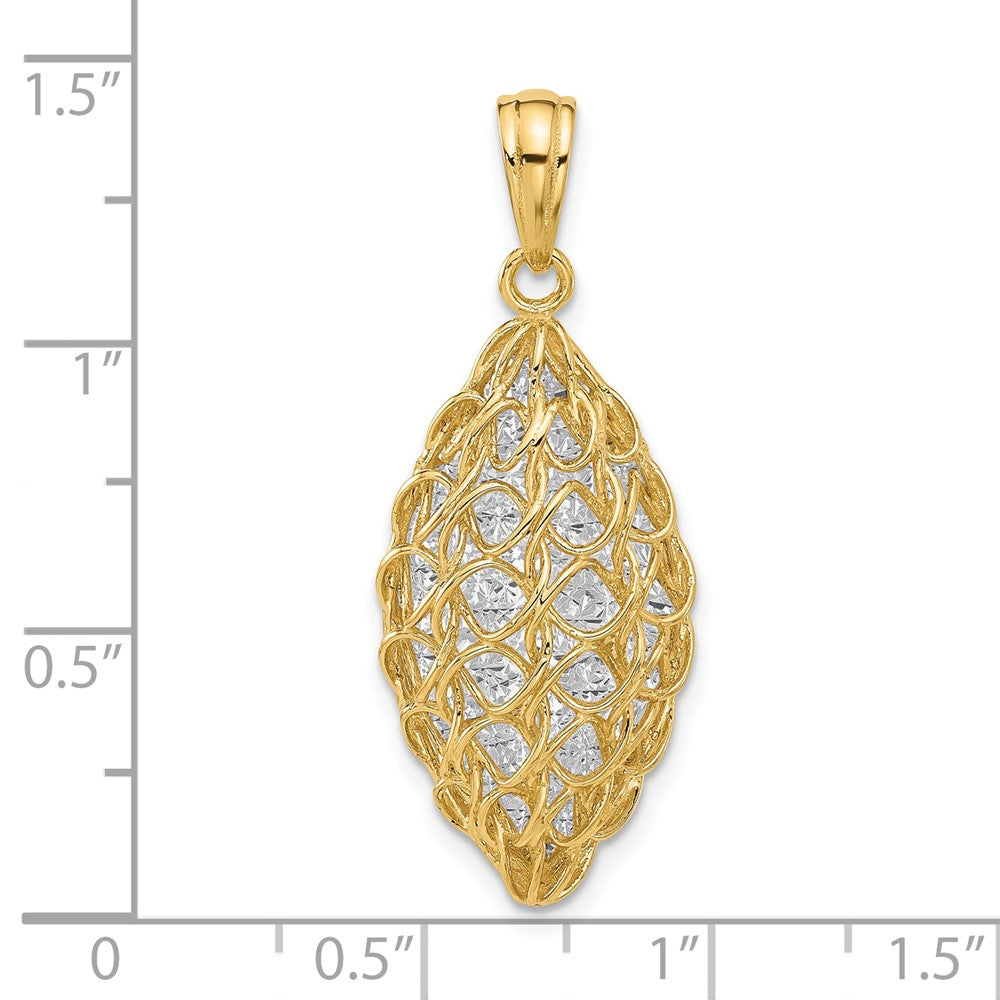 14K Bicolor Poliert und Diamant Schliff Anhänger