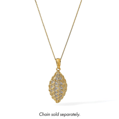 14K Bicolor Poliert und Diamant Schliff Anhänger