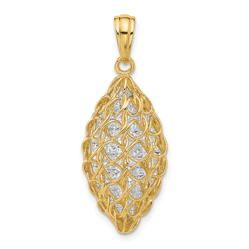14K Bicolor Poliert und Diamant Schliff Anhänger