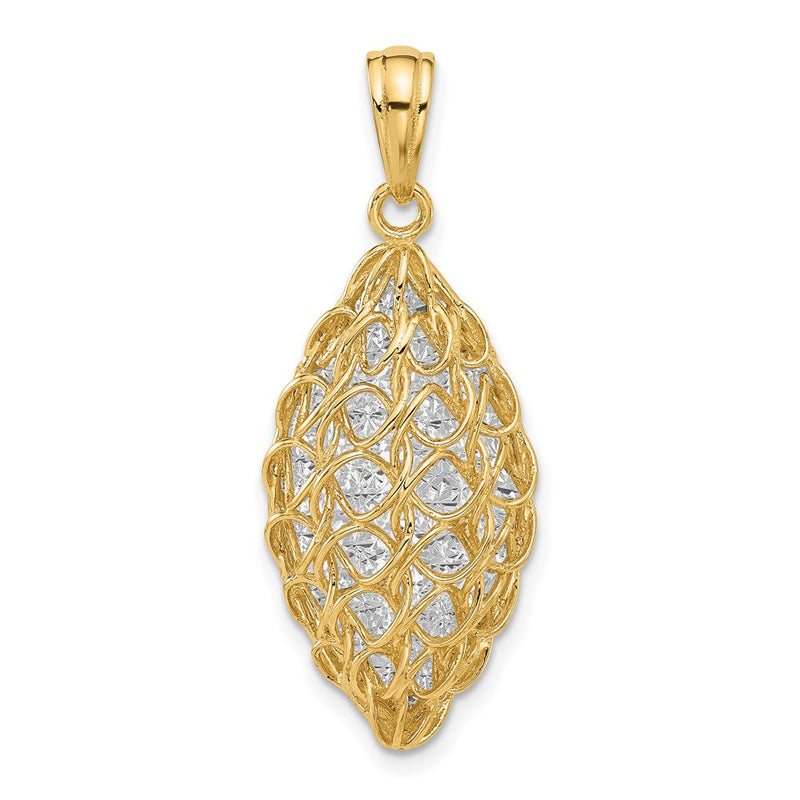 14K Bicolor Poliert und Diamant Schliff Anhänger