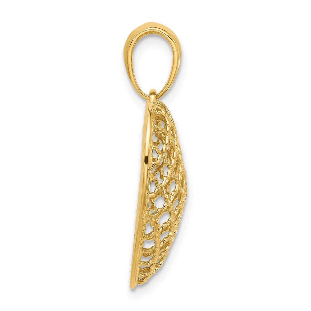 14K Bicolor Poliert und Diamant Schliff Herz Anhänger