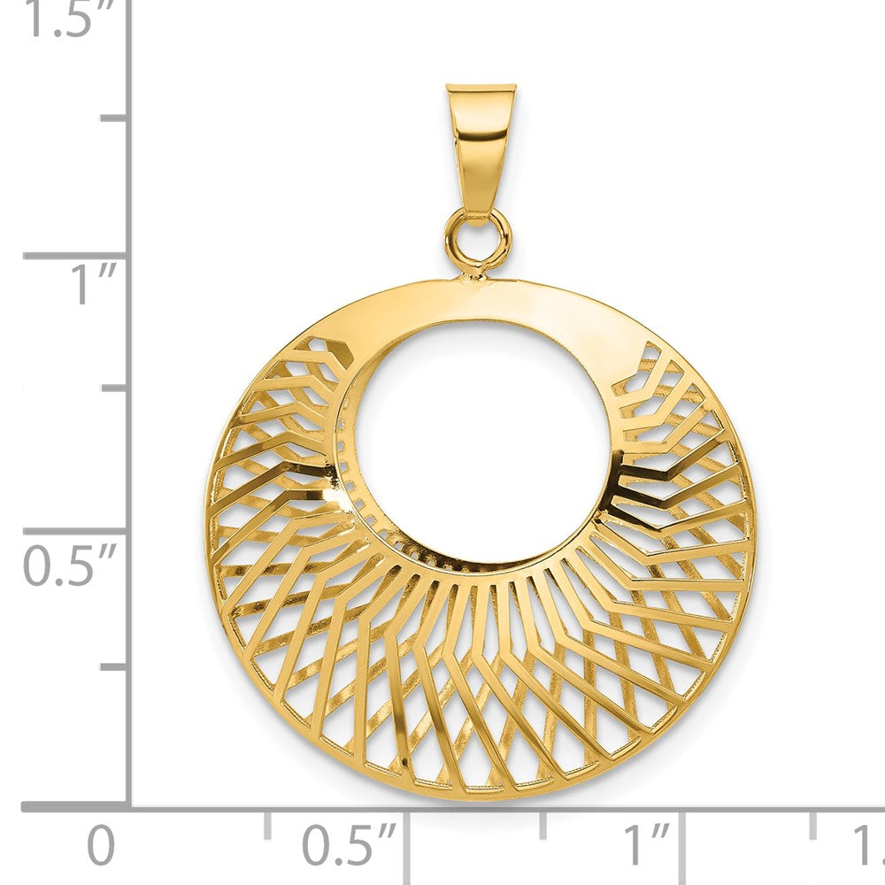 14K Gelbgold Poliert Hohl Fantasie Anhänger