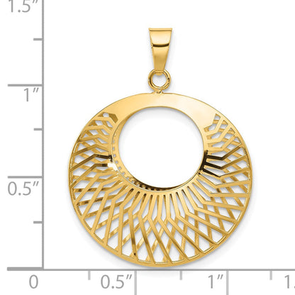 14K Gelbgold Poliert Hohl Fantasie Anhänger