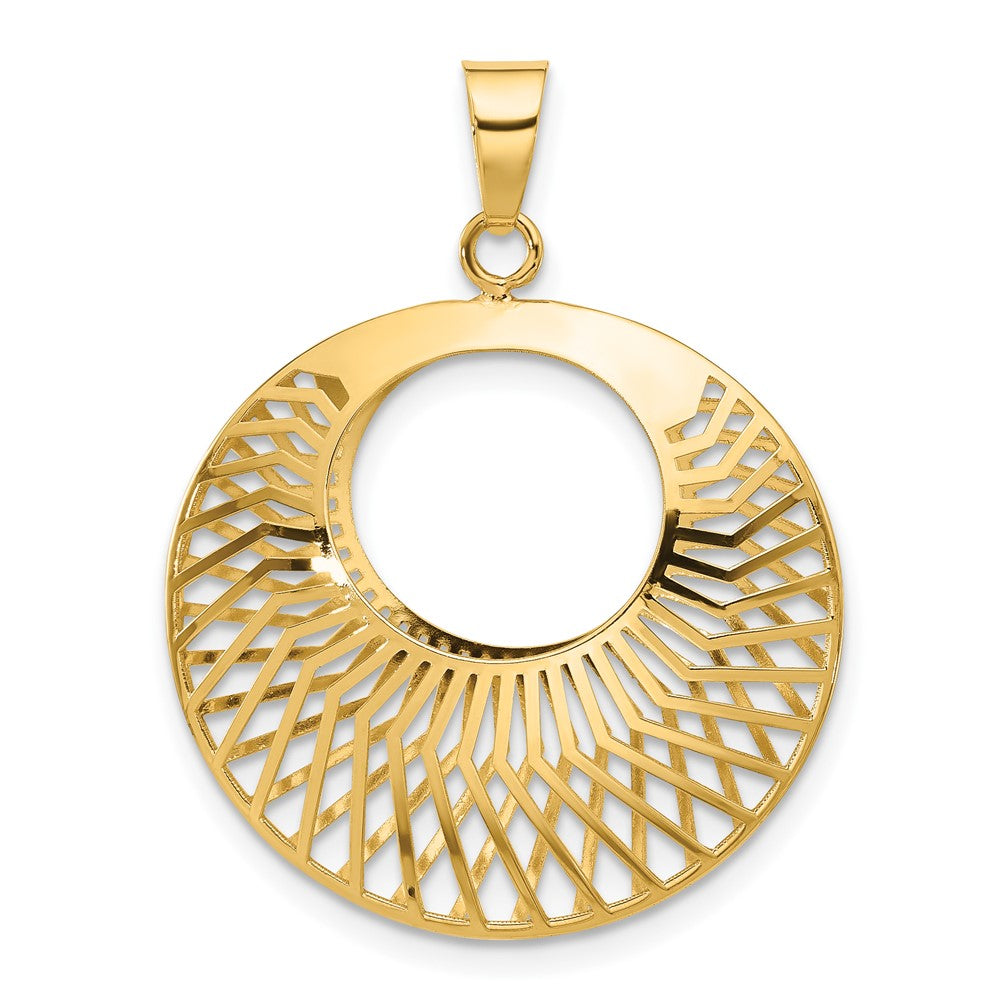 14K Gelbgold Poliert Hohl Fantasie Anhänger