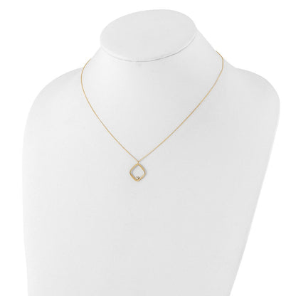 14K Gelbgold mit Rhodium Poliert Zirkonia Quadratisch Halskette