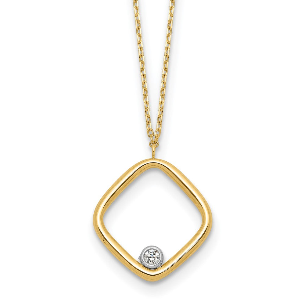14K Gelbgold mit Rhodium Poliert Zirkonia Quadratisch Halskette