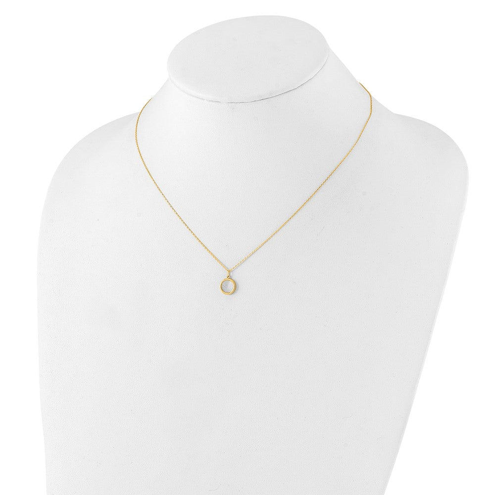 14K Gelbgold Poliert Perlmutt Kreis Halskette