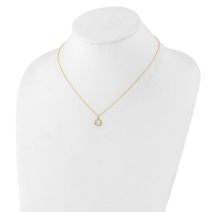 14K Gelbgold Poliert Perlmutt Kreis Halskette