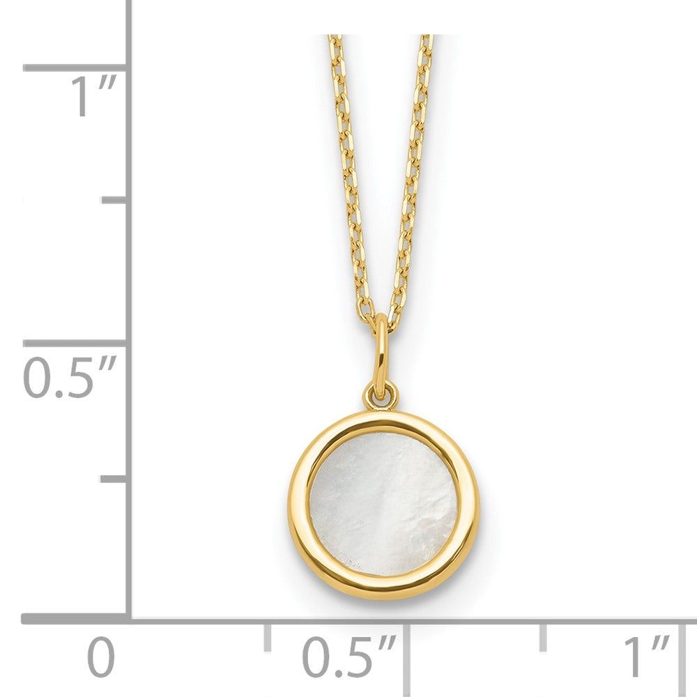 14K Gelbgold Poliert Perlmutt Kreis Halskette