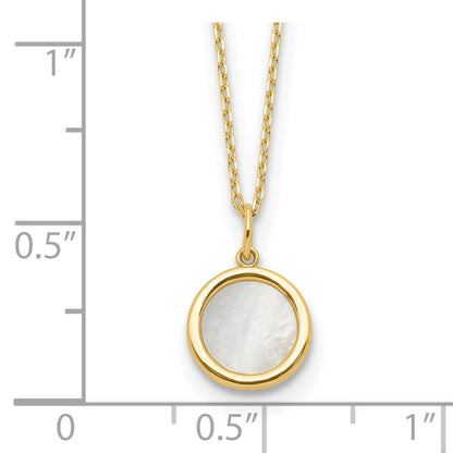 14K Gelbgold Poliert Perlmutt Kreis Halskette