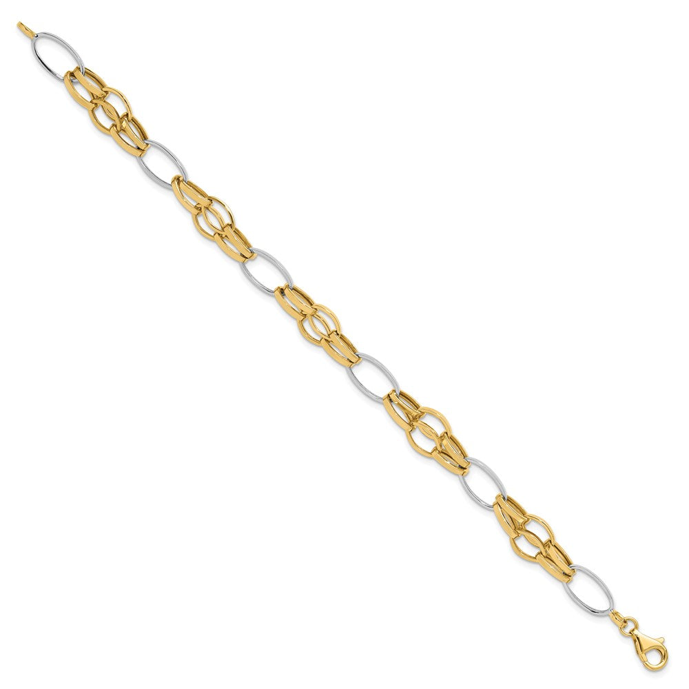 14K Bicolor Poliert Fantasieglieder Gliederarmband
