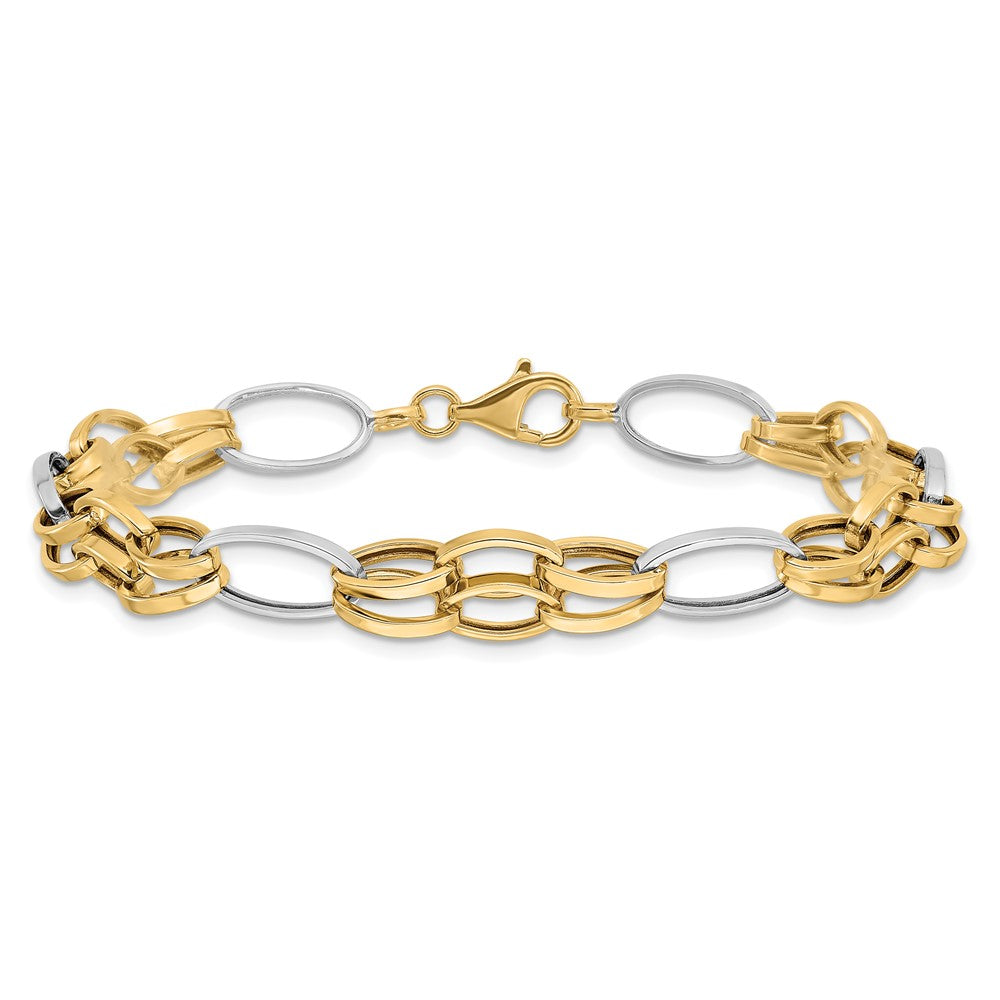 14K Bicolor Poliert Fantasieglieder Gliederarmband
