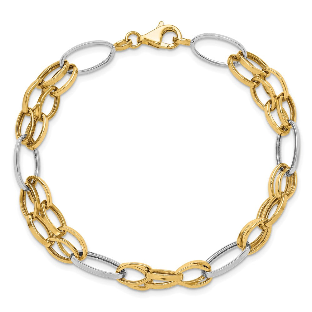 14K Bicolor Poliert Fantasieglieder Gliederarmband