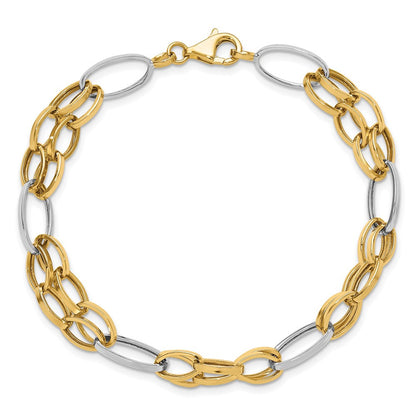 14K Bicolor Poliert Fantasieglieder Gliederarmband