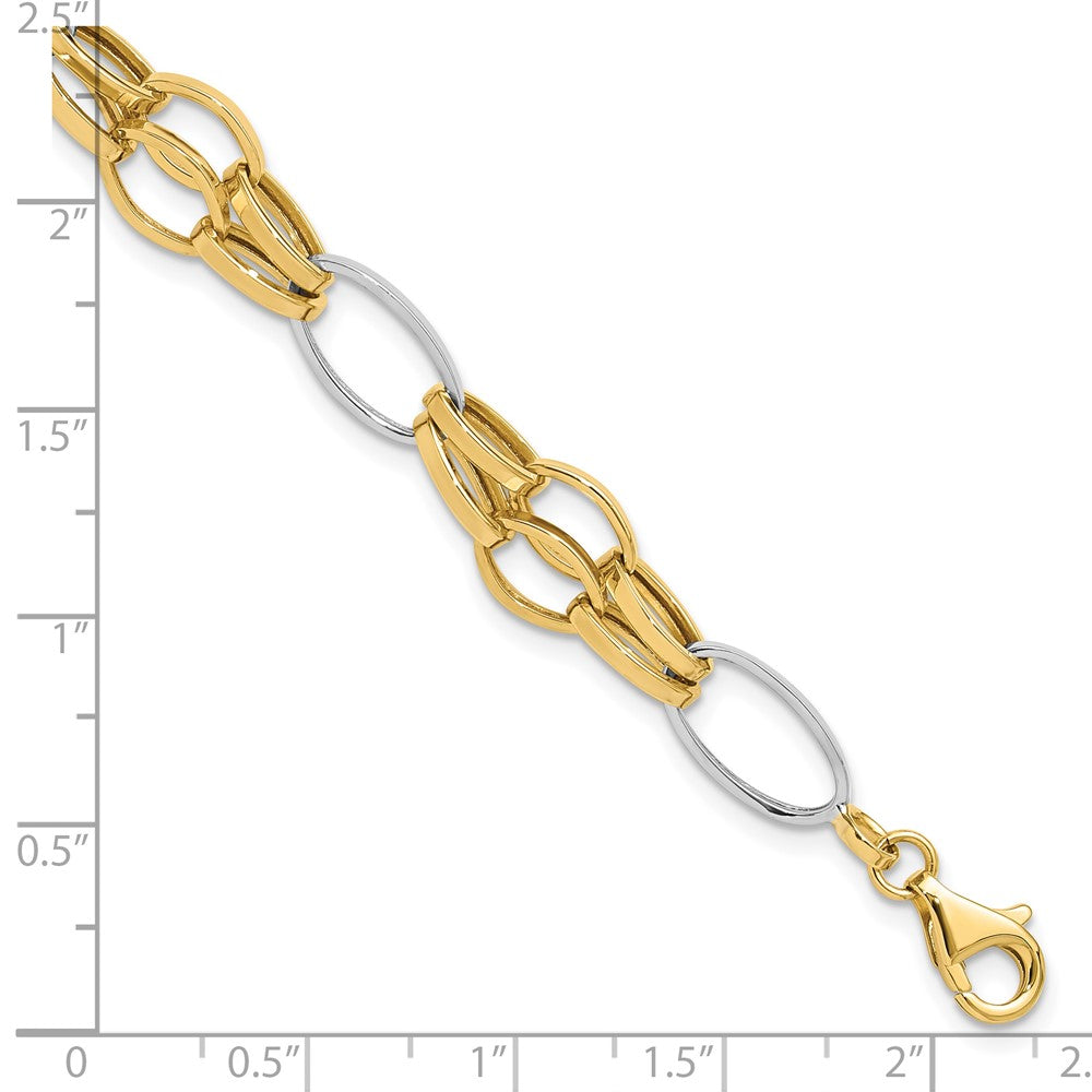 14K Bicolor Poliert Fantasieglieder Gliederarmband