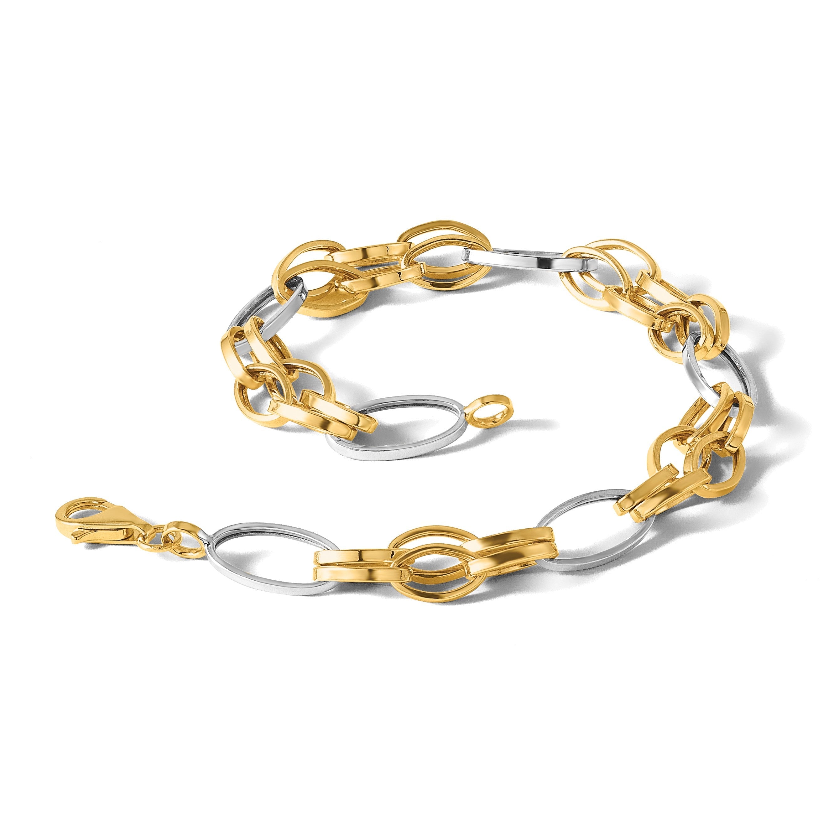 14K Bicolor Poliert Fantasieglieder Gliederarmband