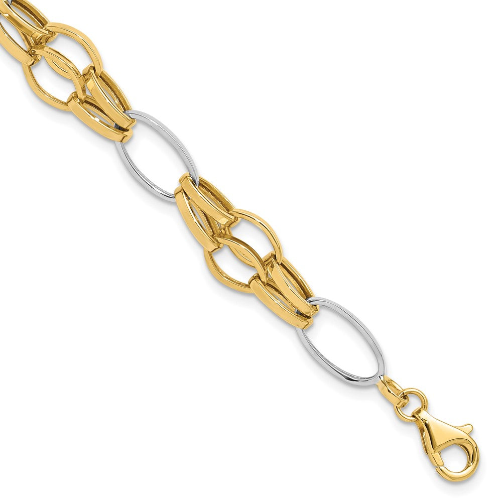 14K Bicolor Poliert Fantasieglieder Gliederarmband