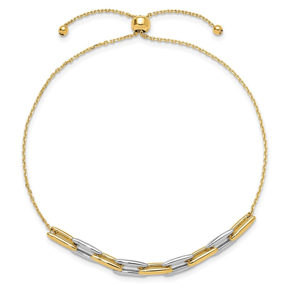 14K Bicolor Poliert Fantasieglieder Verstellbar Armband