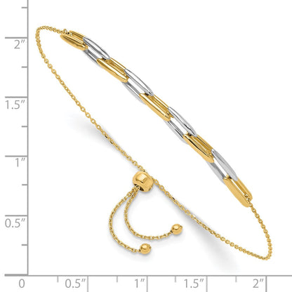 14K Bicolor Poliert Fantasieglieder Verstellbar Armband