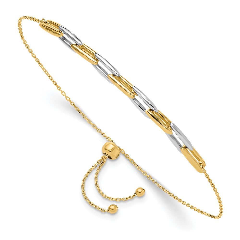 14K Bicolor Poliert Fantasieglieder Verstellbar Armband