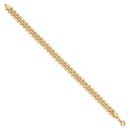 14K Gelbgold Poliert und Diamantiert Fantasie Gekugelt Glieder Armband