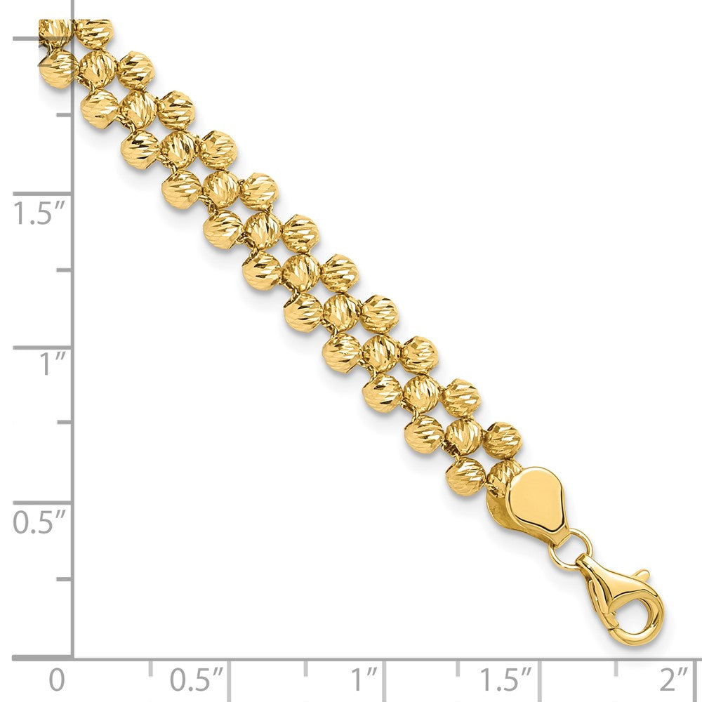 14K Gelbgold Poliert und Diamantiert Fantasie Gekugelt Glieder Armband