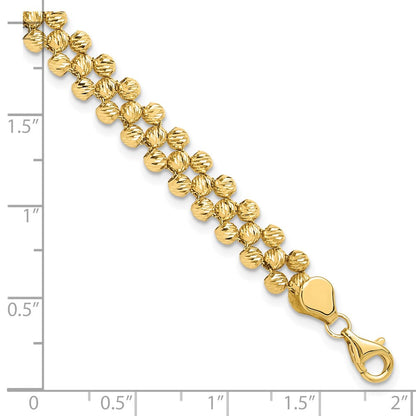 14K Gelbgold Poliert und Diamantiert Fantasie Gekugelt Glieder Armband