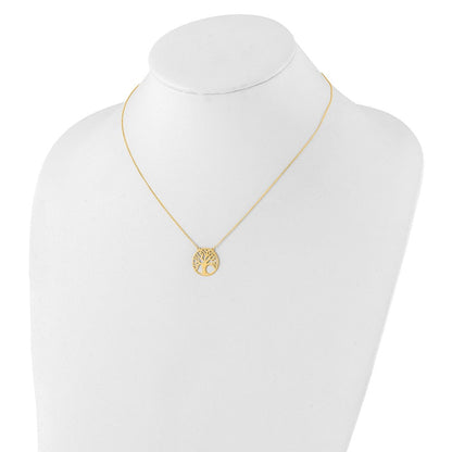 14K Gelbgold Poliert Baum Of Leben Halskette