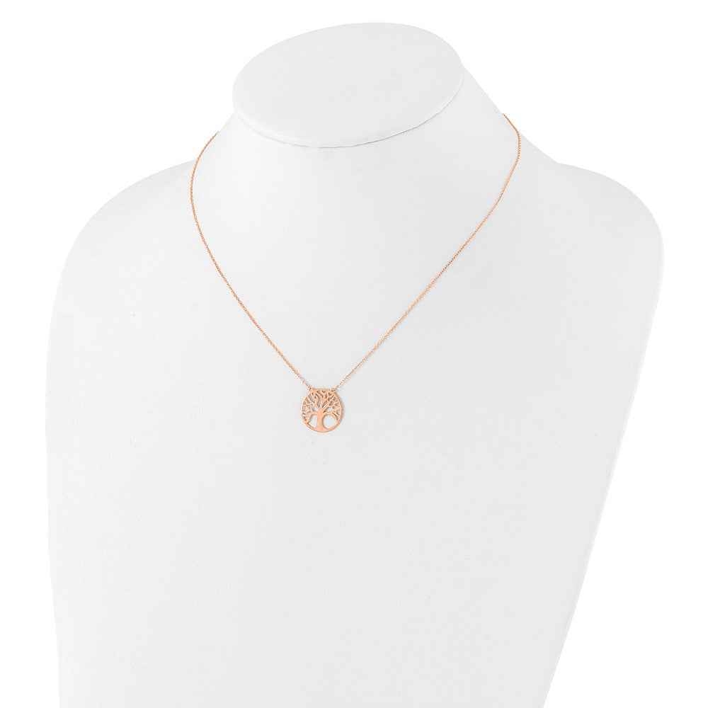 14K Roségold Poliert Baum Of Leben Halskette