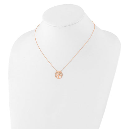 14K Roségold Poliert Baum Of Leben Halskette
