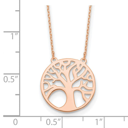 14K Roségold Poliert Baum Of Leben Halskette