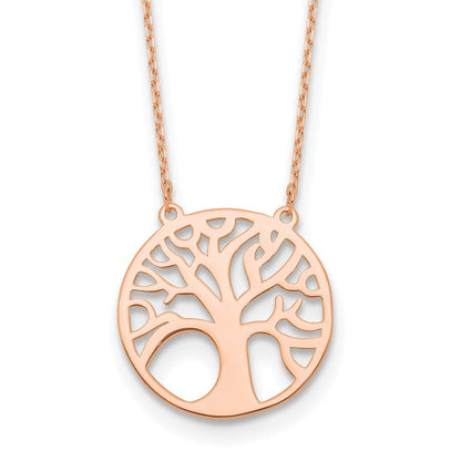 14K Roségold Poliert Baum Of Leben Halskette