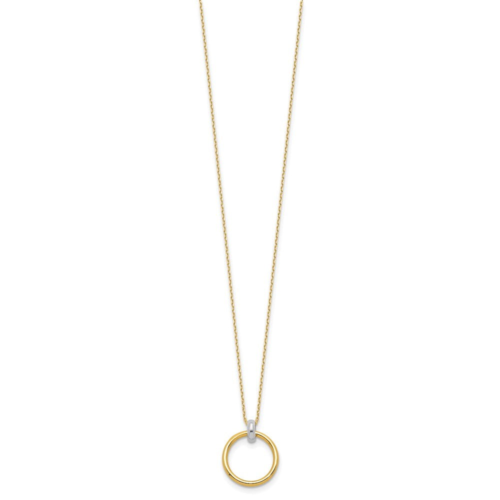 14K Bicolor Poliert Kreis Halskette