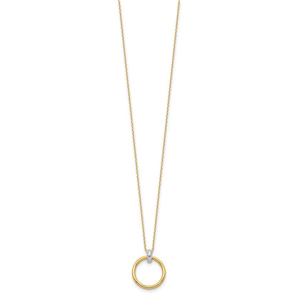 14K Bicolor Poliert Kreis Halskette