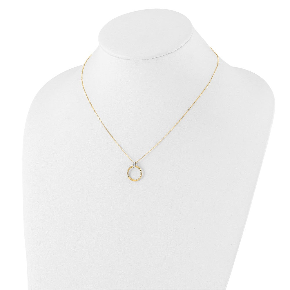 14K Bicolor Poliert Kreis Halskette