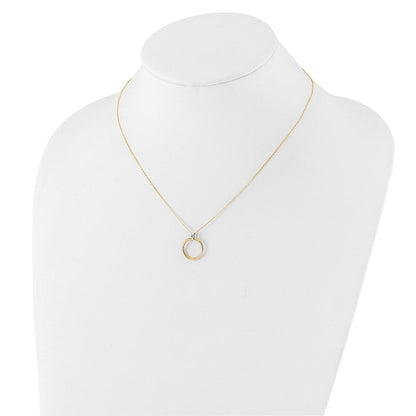 14K Bicolor Poliert Kreis Halskette