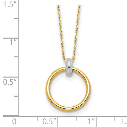 14K Bicolor Poliert Kreis Halskette