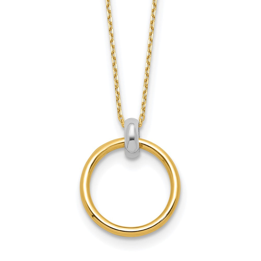 14K Bicolor Poliert Kreis Halskette