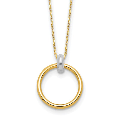 14K Bicolor Poliert Kreis Halskette