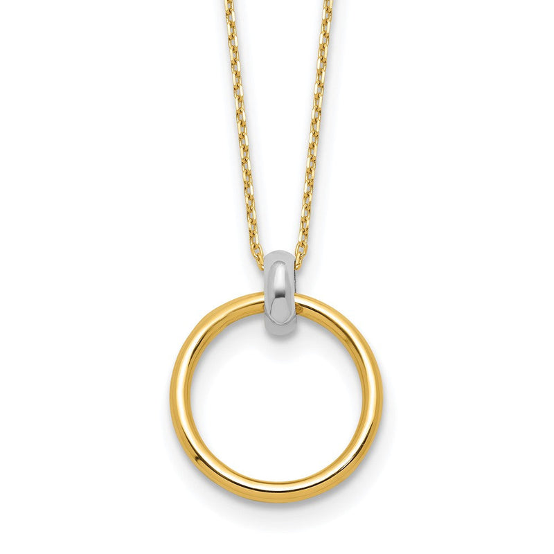 14K Bicolor Poliert Kreis Halskette