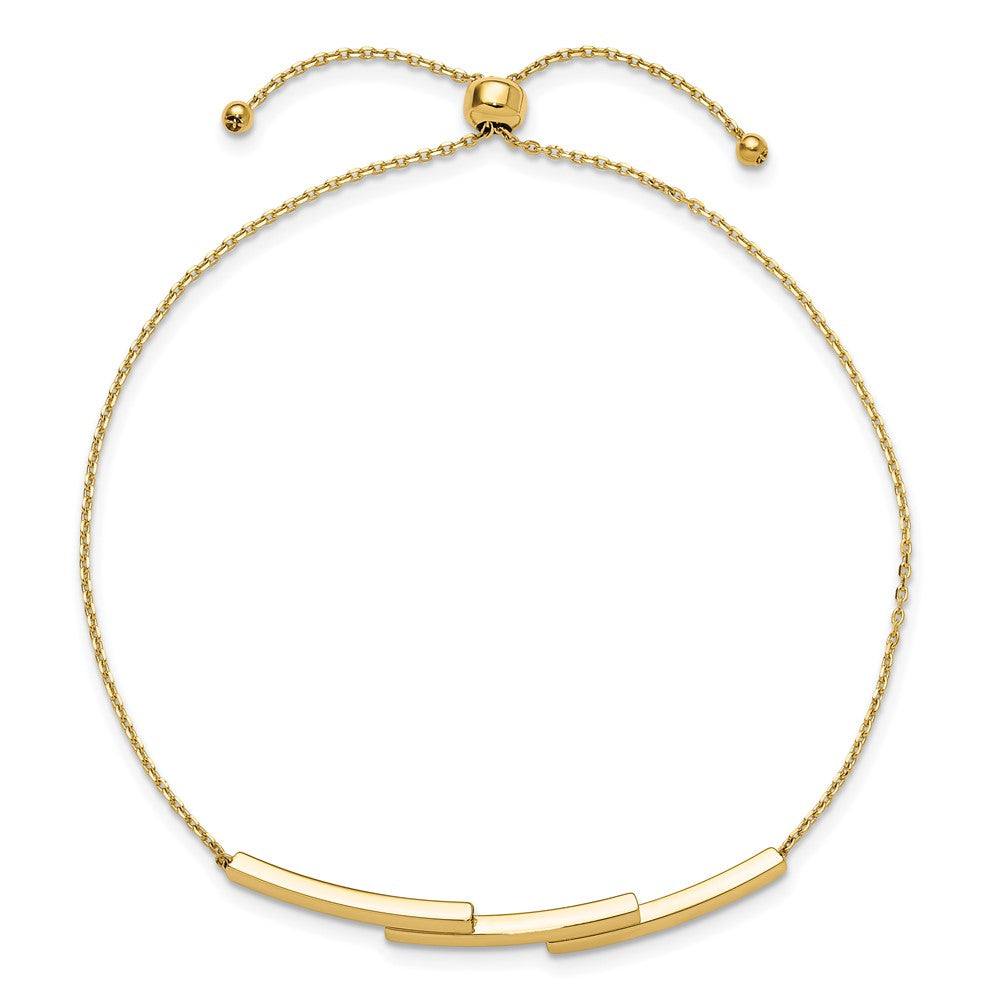 14K Gelbgold Poliert Stab Verstellbar Armband