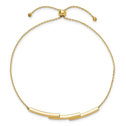 14K Gelbgold Poliert Stab Verstellbar Armband