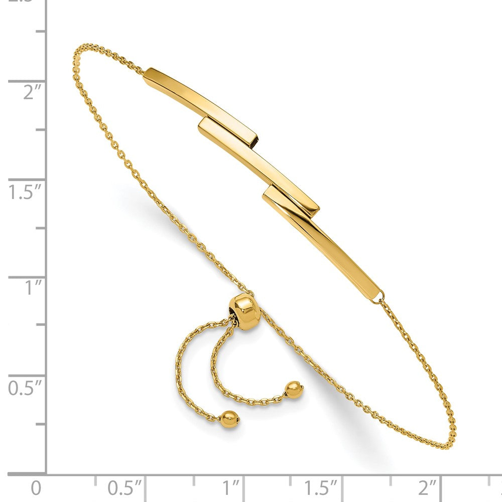 14K Gelbgold Poliert Stab Verstellbar Armband