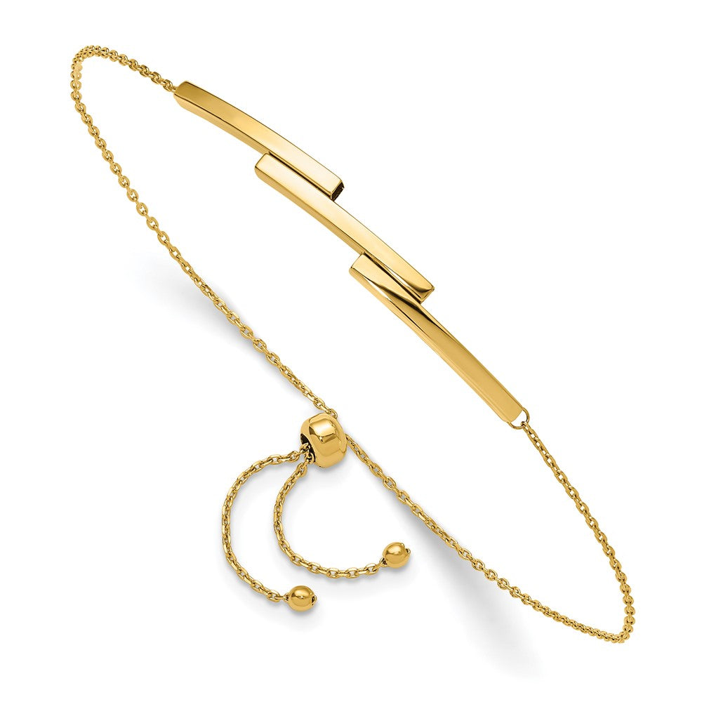 14K Gelbgold Poliert Stab Verstellbar Armband