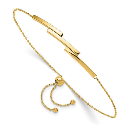 14K Gelbgold Poliert Stab Verstellbar Armband