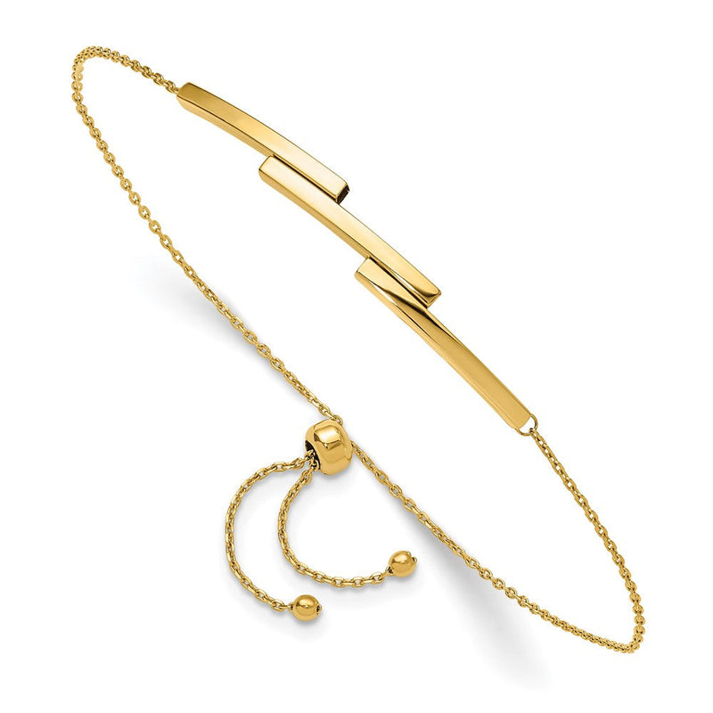 14K Gelbgold Poliert Stab Verstellbar Armband