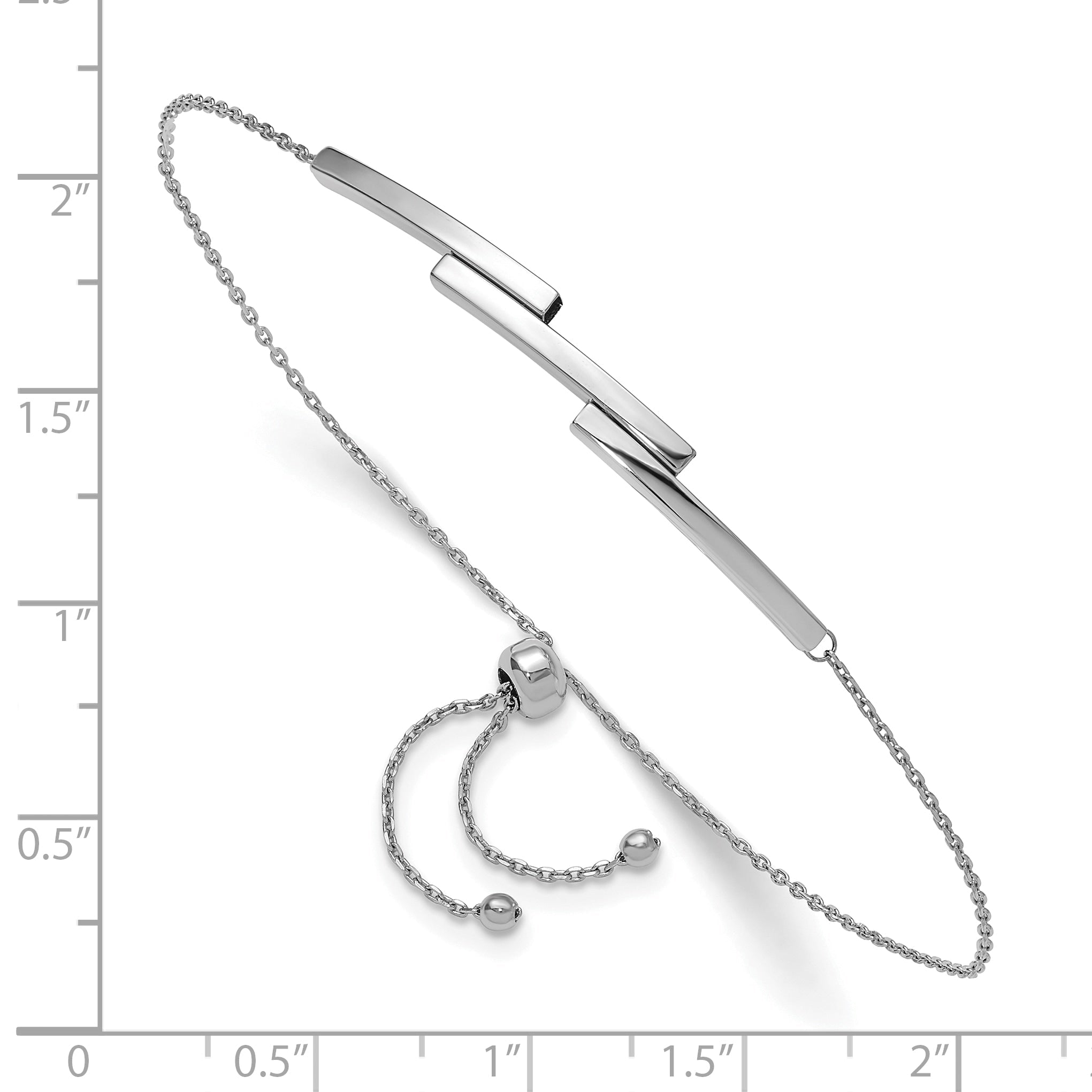 14K Weißgold Poliert Stab Verstellbar Armband