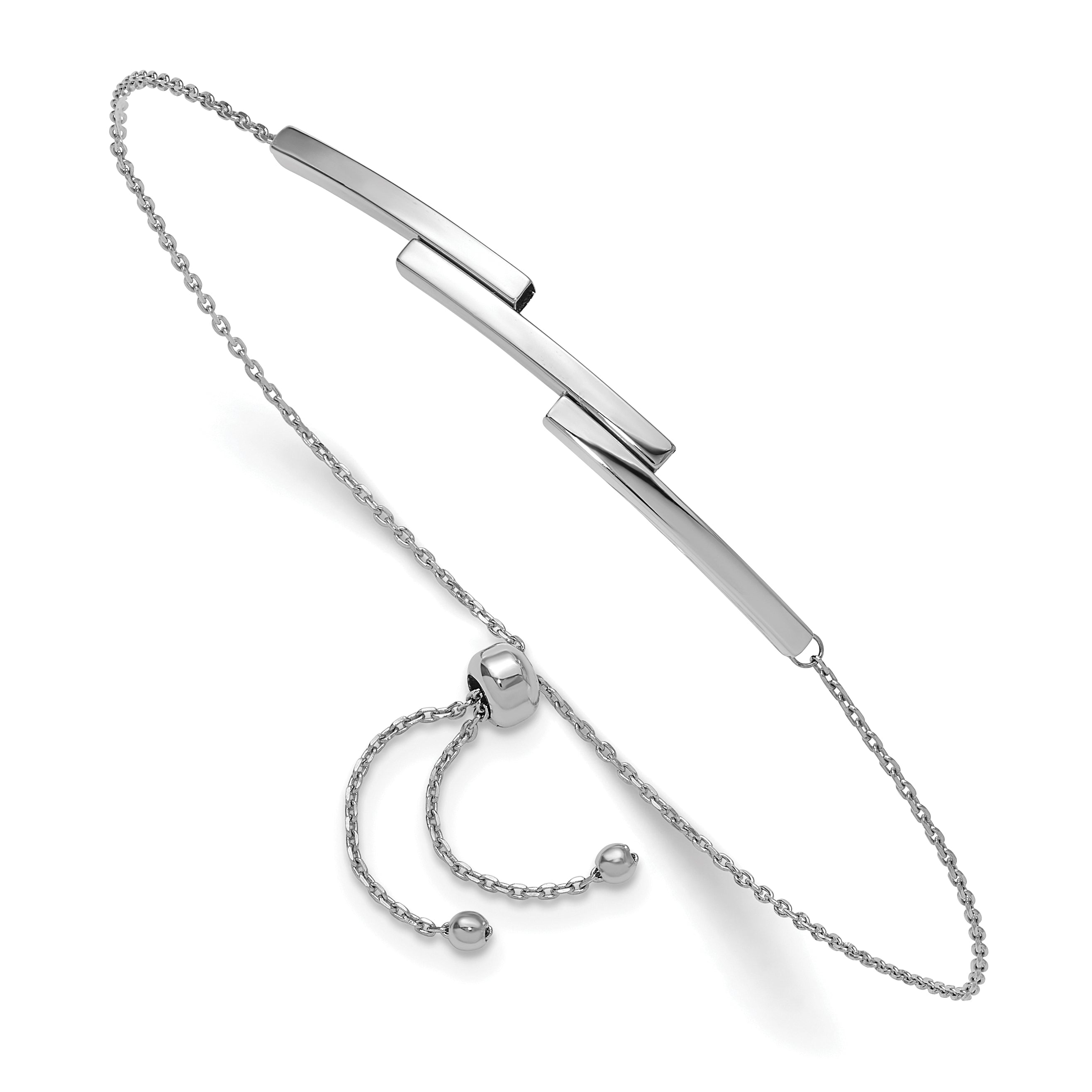 14K Weißgold Poliert Stab Verstellbar Armband