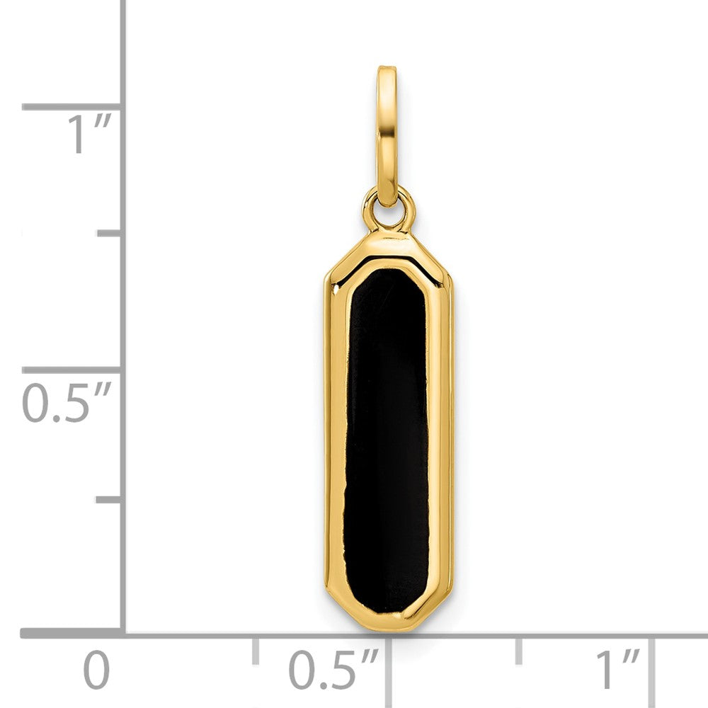 14K Gelbgold mit Schwarz Emaille Poliert Anhänger