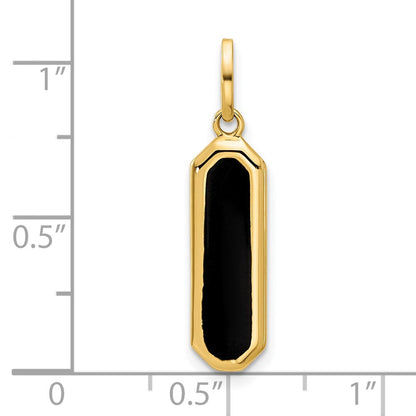 14K Gelbgold mit Schwarz Emaille Poliert Anhänger